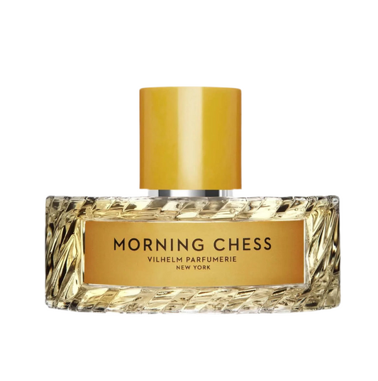 Perfume bottle labeled 'Morning Chess' by Vilhelm Parfumerie on a white background