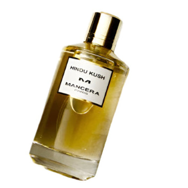 Two perfume bottles with gold caps on a white background